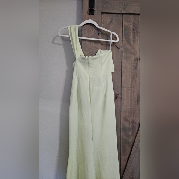 ASOS DESIGN bardot cut-out detail wrapfishtail maxi dress in washed lime.8 NWOT - Picture 14 of 15
